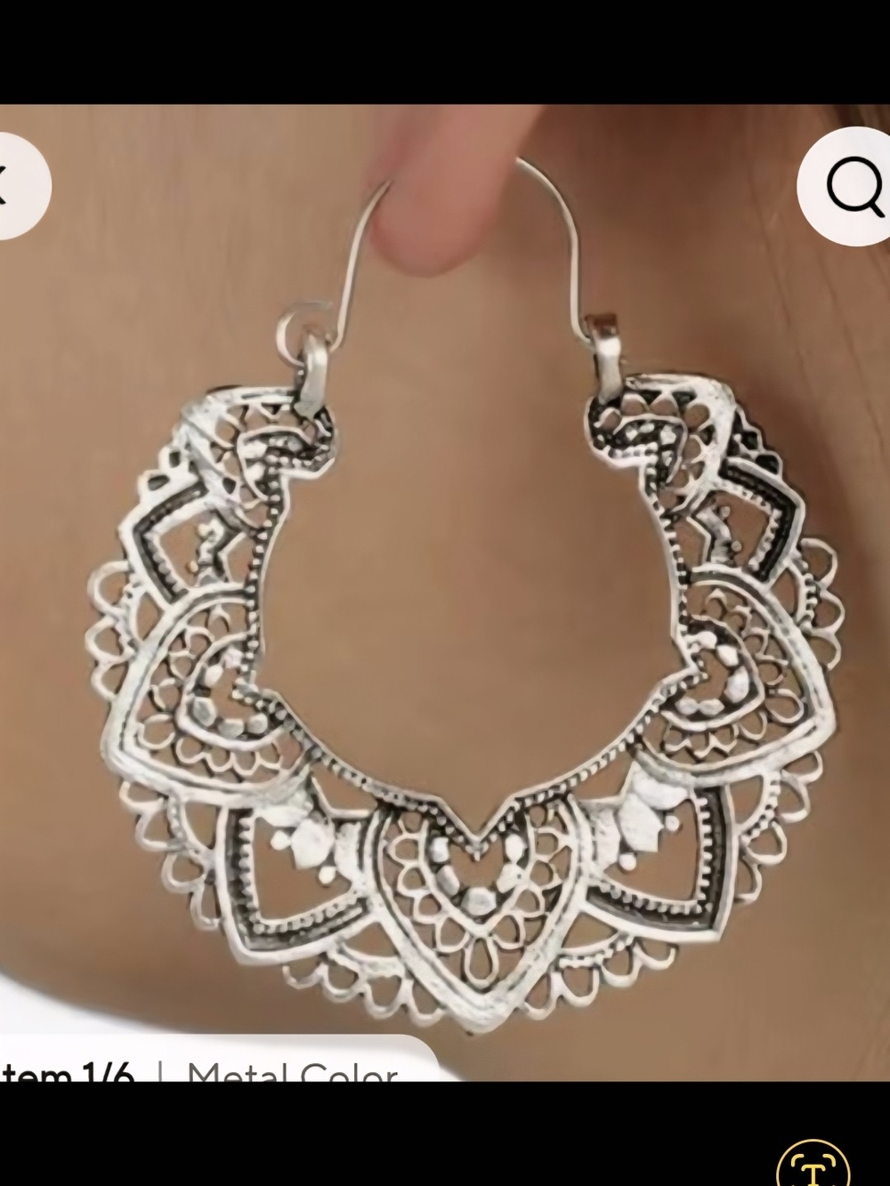 Vintage Stainless Steel Filigree Hoop Earrings - Women Jewelry